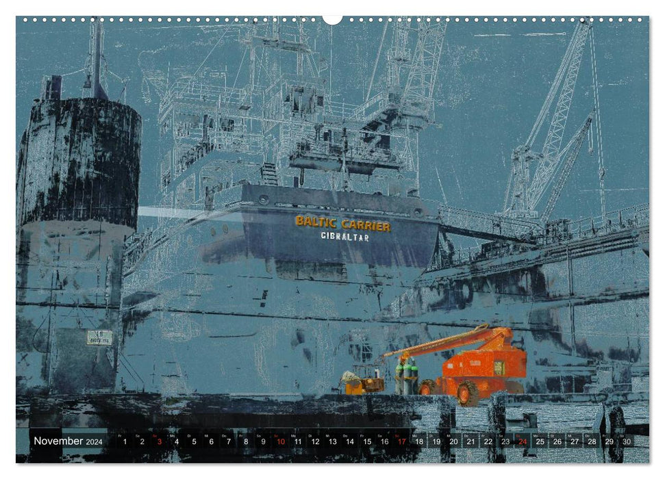 Photo-Art / Port de Hambourg (Calendrier mural CALVENDO 2024) 