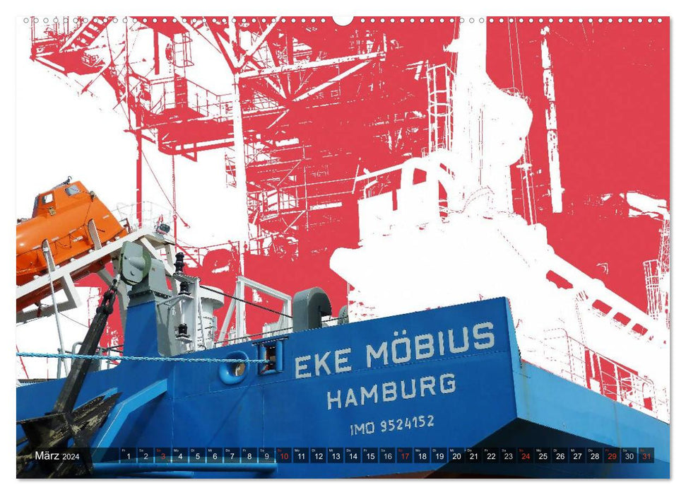Photo-Art / Hamburg Harbor (CALVENDO wall calendar 2024) 