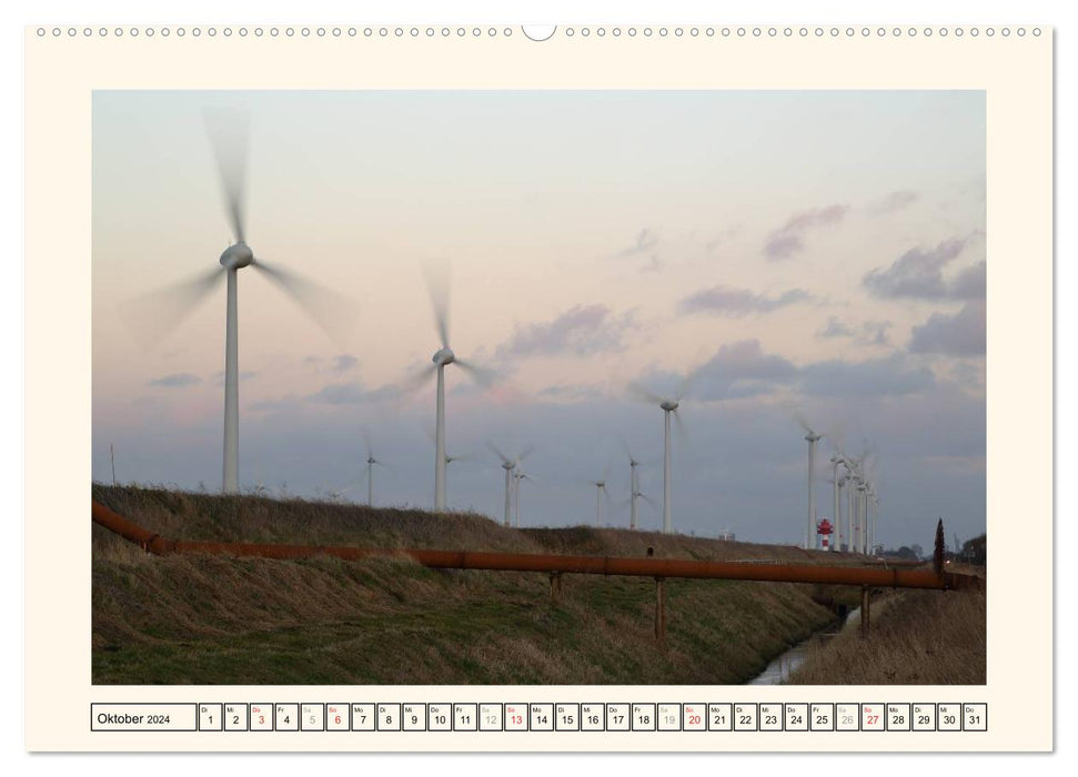 Windkraft in der Landschaft Ostfrieslands (CALVENDO Premium Wandkalender 2024)