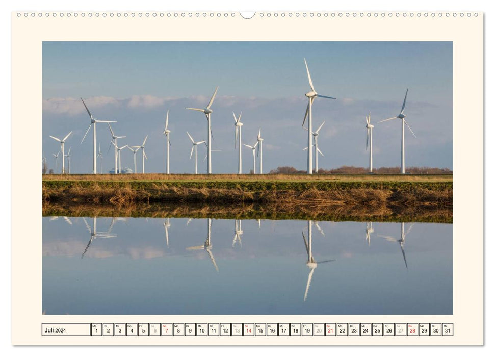 Windkraft in der Landschaft Ostfrieslands (CALVENDO Premium Wandkalender 2024)