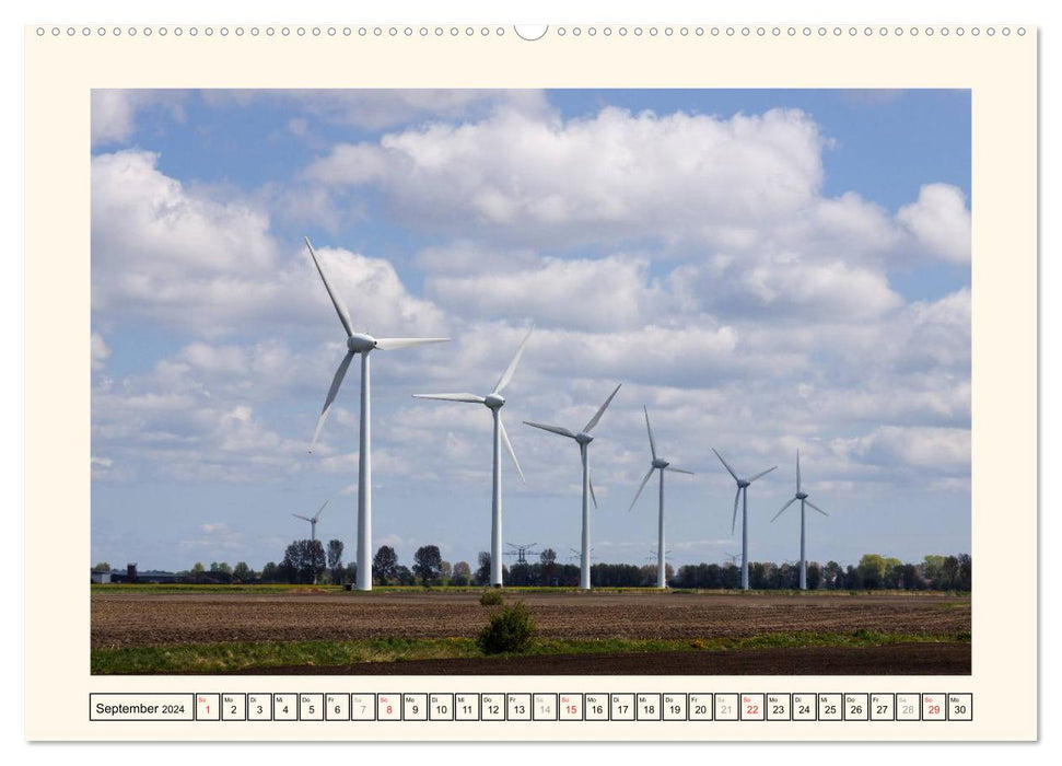 Windkraft in der Landschaft Ostfrieslands (CALVENDO Premium Wandkalender 2024)