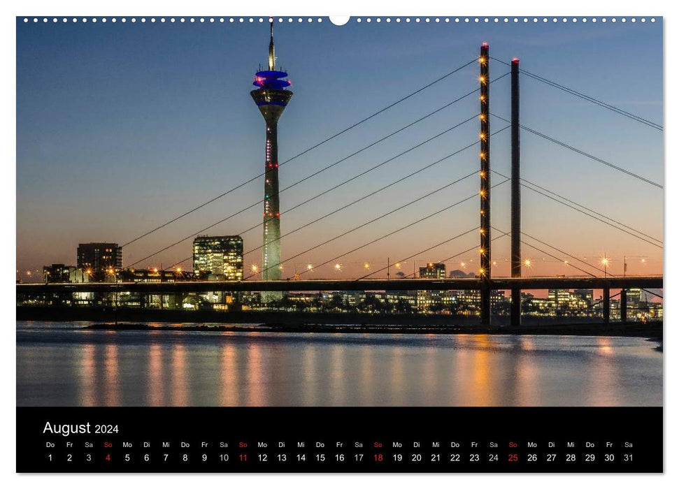 Düsseldorf - Ansichten am Abend (CALVENDO Premium Wandkalender 2024)