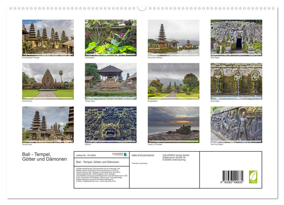 Bali – Temples, Dieux et Démons (Calvendo Premium Wall Calendar 2024) 