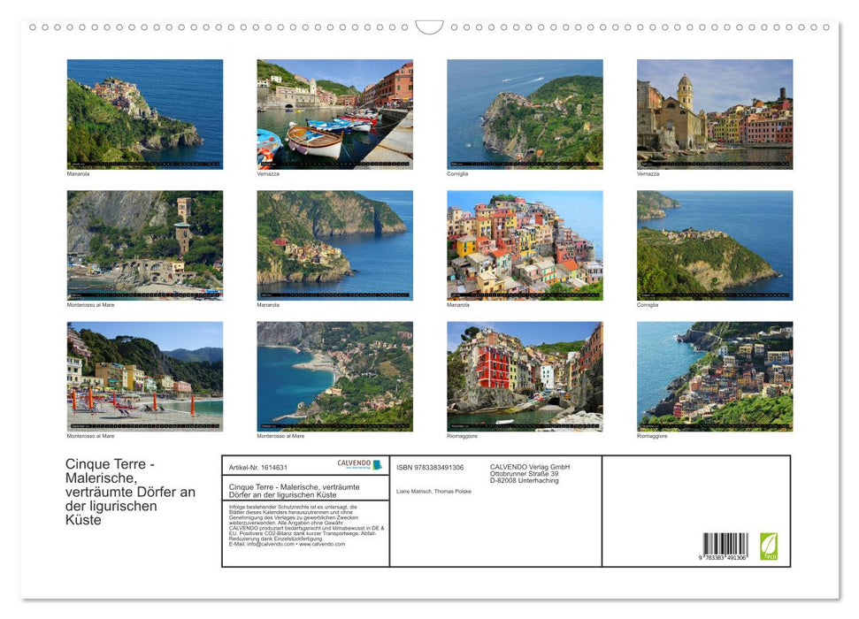 Cinque Terre - Picturesque, dreamy villages on the Ligurian coast (CALVENDO wall calendar 2024) 