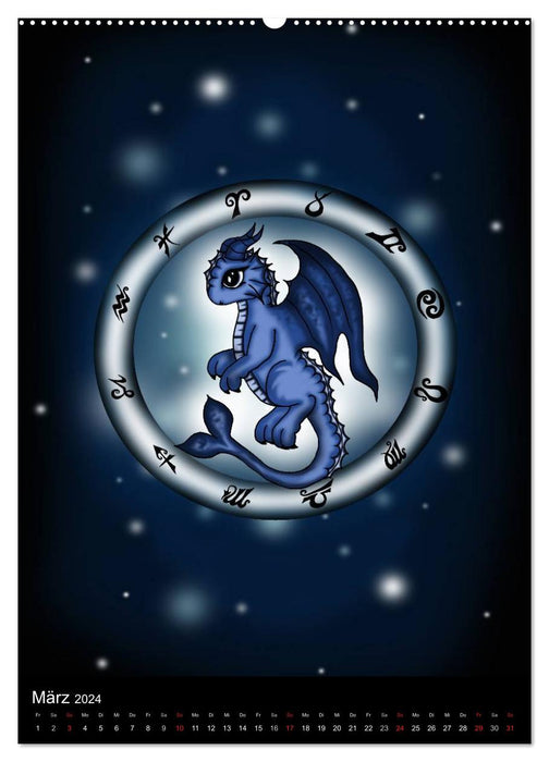 Signe du zodiaque dragon (Calvendo Premium Calendrier mural 2024) 