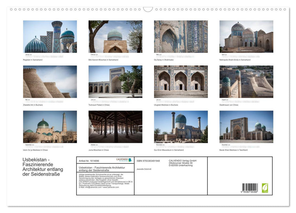 Uzbekistan - Fascinating architecture along the Silk Road (CALVENDO wall calendar 2024) 