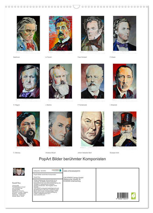 PopArt Bilder berühmter Komponisten (CALVENDO Wandkalender 2024)