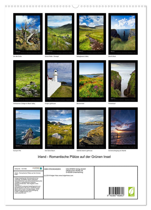 Irlande - Lieux romantiques sur l'île d'Émeraude (Calvendo Premium Wall Calendar 2024) 