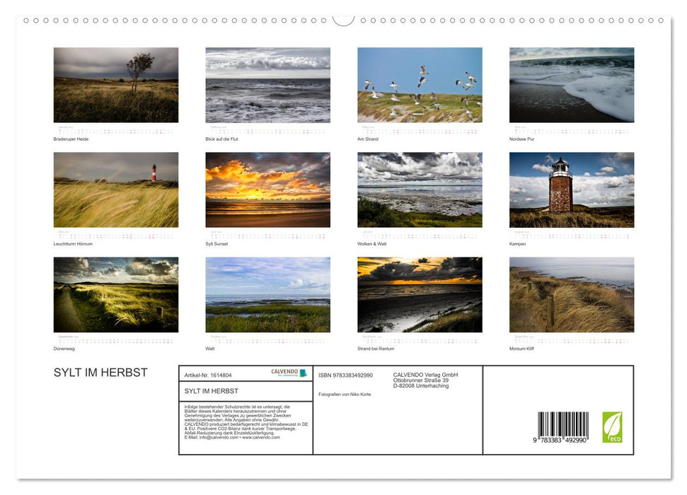 Sylt en automne (Calendrier mural CALVENDO Premium 2024) 