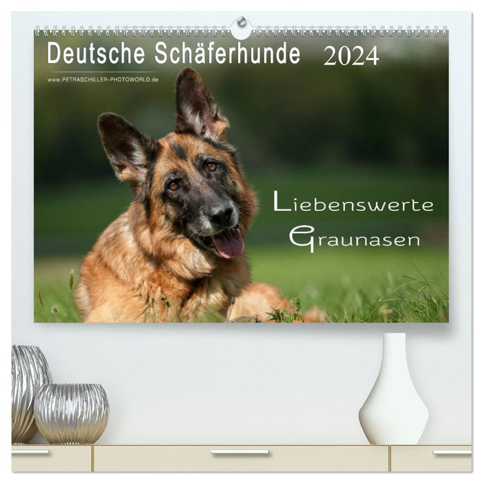 Deutsche Schäferhunde - Liebenswerte Graunasen (CALVENDO Premium Wandkalender 2024)