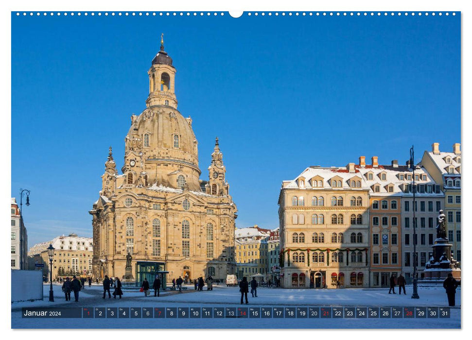 Dresde, une année sur l'Elbe (Calendrier mural CALVENDO Premium 2024) 