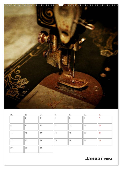 Stich für Stich-Ansichten einer alten Nähmaschine (CALVENDO Wandkalender 2024)