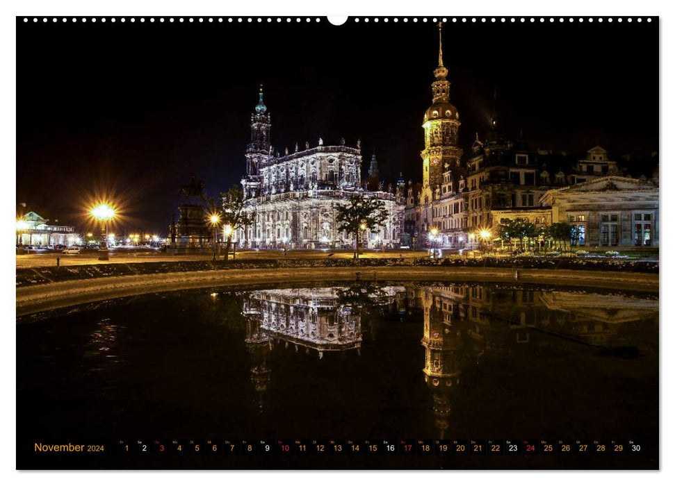 Eine Nacht in Dresden (CALVENDO Wandkalender 2024)