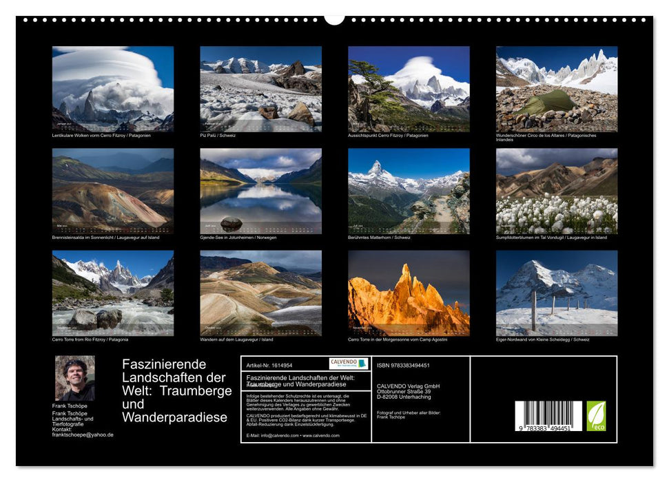 Paysages fascinants du monde : montagnes de rêve et paradis de la randonnée (Calendrier mural CALVENDO Premium 2024) 