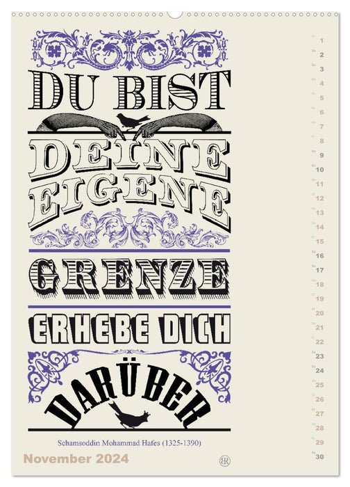 La plus belle sagesse de la vie Typo - Calendrier (CALVENDO Premium Wall Calendar 2024) 