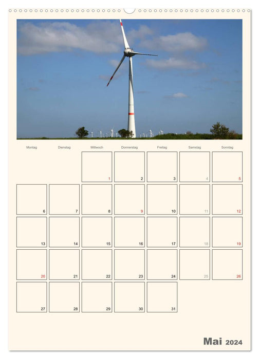 Windkraft in der Landschaft Ostfrieslands / Terminplaner (CALVENDO Wandkalender 2024)