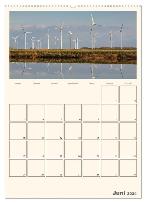 Wind power in the landscape of East Frisia / appointment planner (CALVENDO wall calendar 2024) 