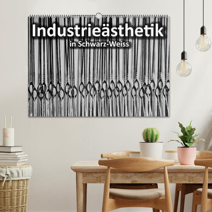 Esthétique industrielle en noir et blanc (calendrier mural CALVENDO 2024) 