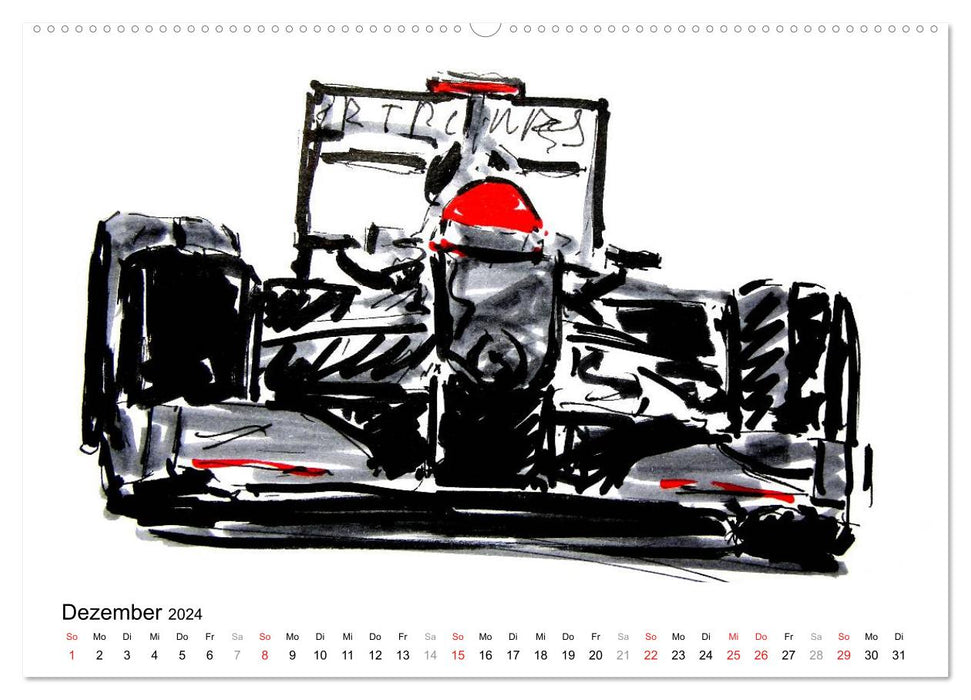 Illustrations Voiture de course de Formule 1 (calendrier mural CALVENDO 2024) 