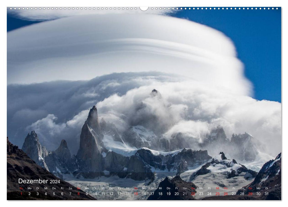 Patagonia: Breathtaking clouds and mountains (CALVENDO Premium Wall Calendar 2024) 