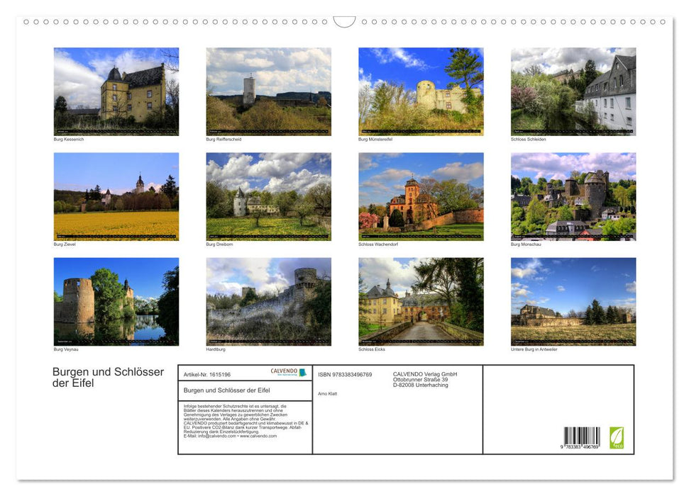 Castles and palaces of the Eifel (CALVENDO wall calendar 2024) 