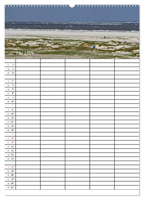 Urlaubsparadies Amrum / Familienplaner (CALVENDO Premium Wandkalender 2024)