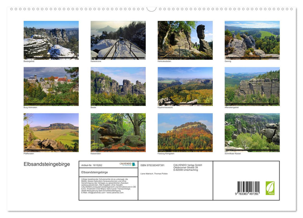 Elbe Sandstone Mountains (CALVENDO Premium Wall Calendar 2024) 