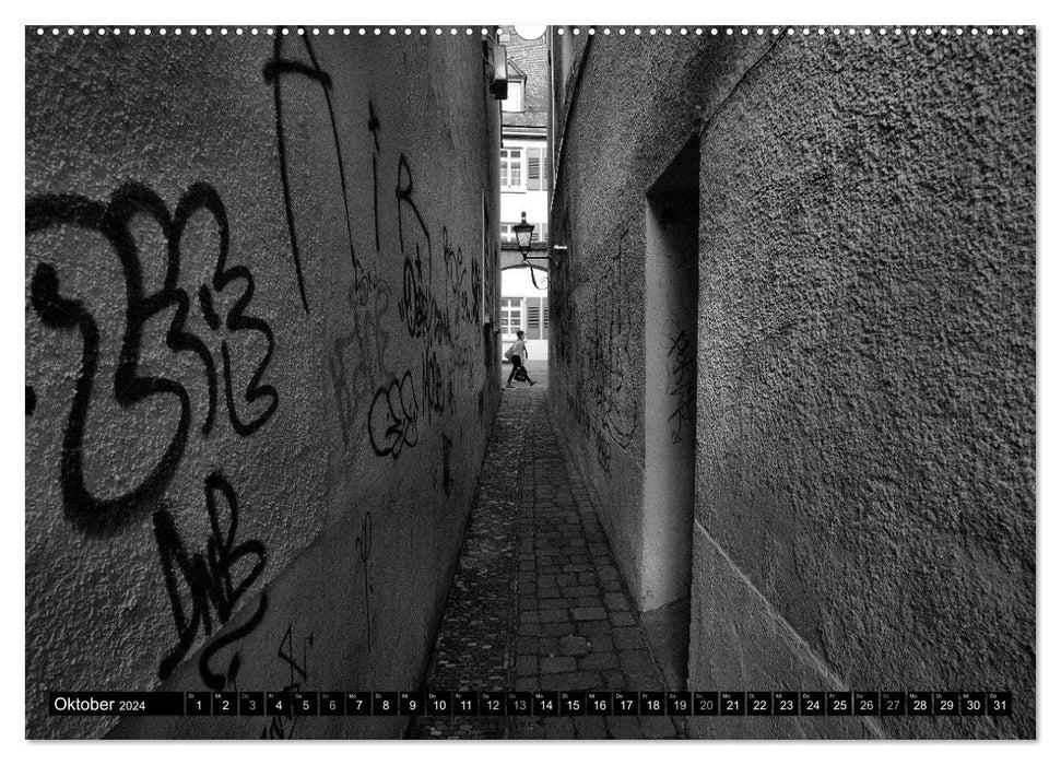 Freiburg i. Breisgau Black on White (CALVENDO Wall Calendar 2024) 