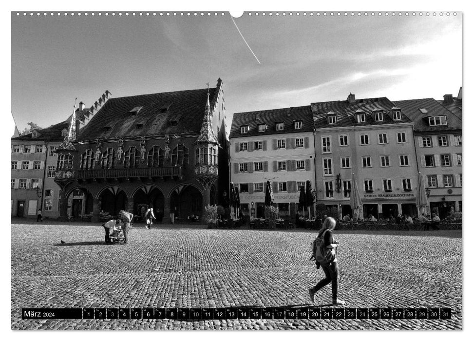 Freiburg i. Breisgau Black on White (CALVENDO Wall Calendar 2024) 