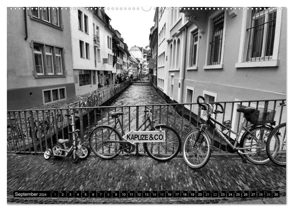 Freiburg i. Breisgau Black on White (CALVENDO Wall Calendar 2024) 