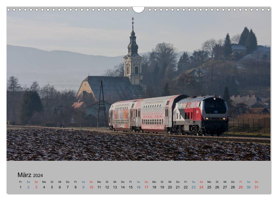 Stimmungsvolle Eisenbahn – Bahnimpressionen aus Österreich (CALVENDO Wandkalender 2024)