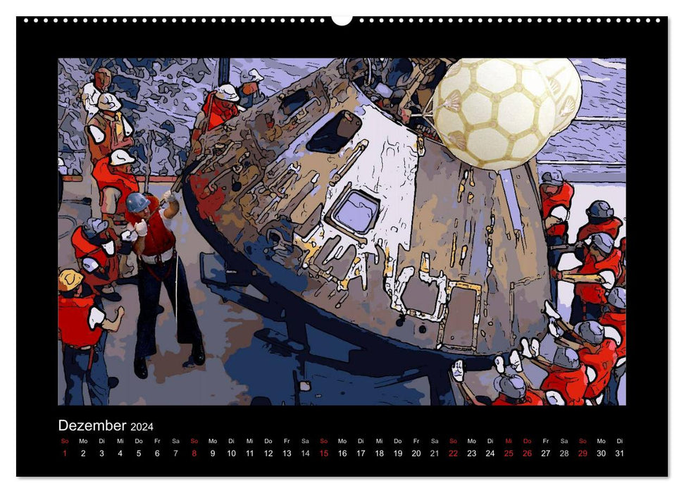 Landing On The Moon Like A Cartoon (CALVENDO Wall Calendar 2024) 
