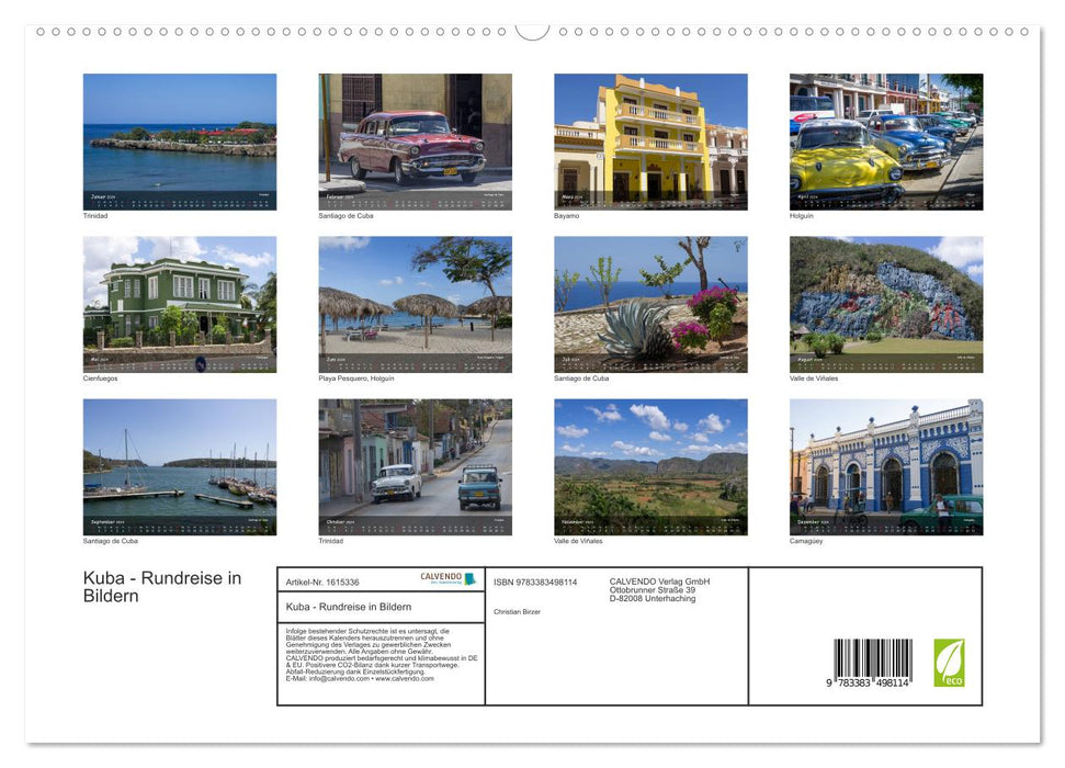 Kuba - Rundreise in Bildern (CALVENDO Premium Wandkalender 2024)