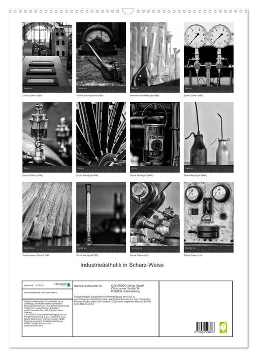 Esthétique industrielle en noir et blanc (calendrier mural CALVENDO 2024) 