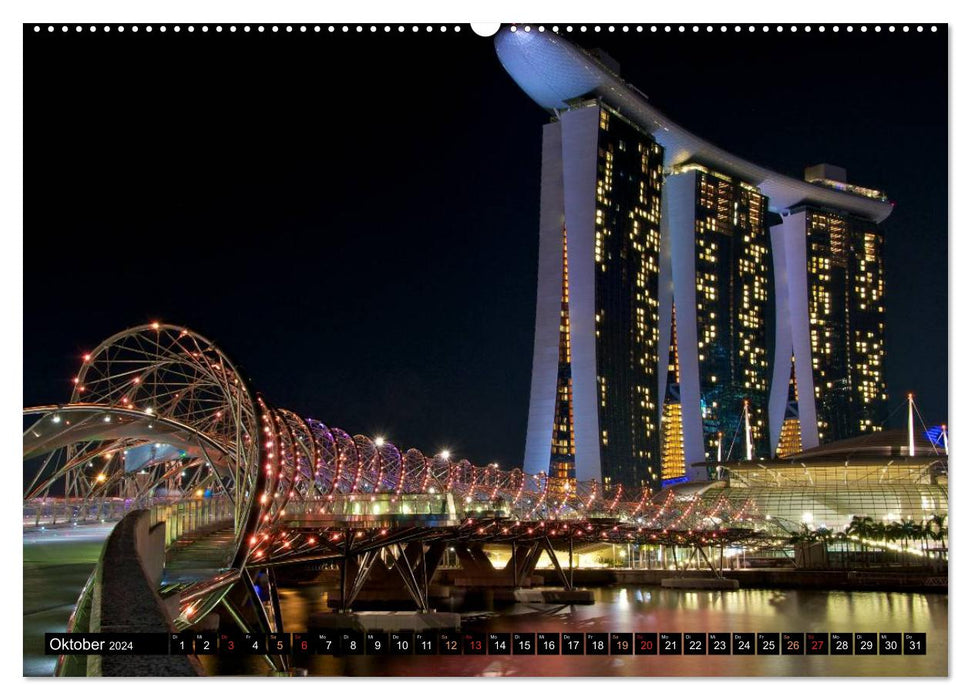 Singapore - The Colors of the Night (CALVENDO Premium Wall Calendar 2024) 