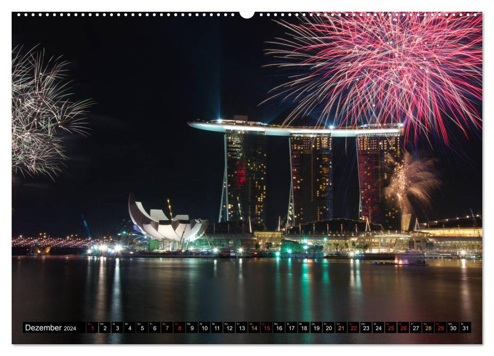 Singapore - The Colors of the Night (CALVENDO Premium Wall Calendar 2024) 