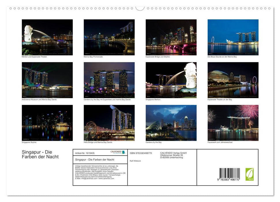 Singapore - The Colors of the Night (CALVENDO Premium Wall Calendar 2024) 