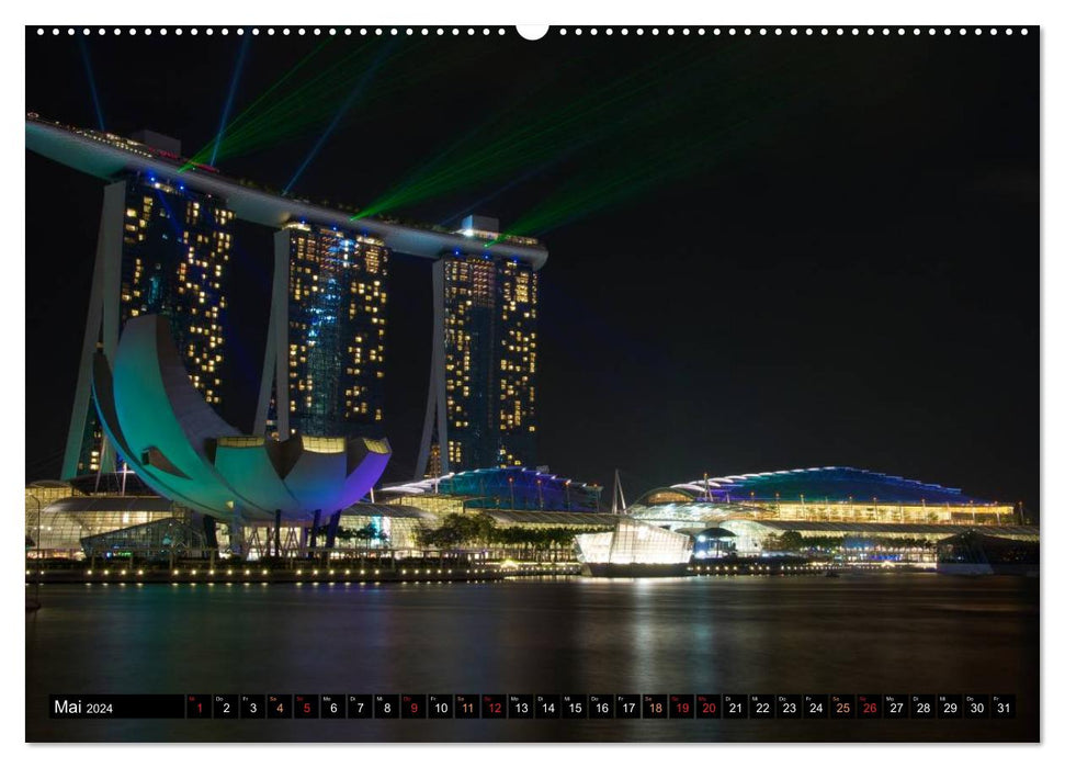 Singapore - The Colors of the Night (CALVENDO Premium Wall Calendar 2024) 