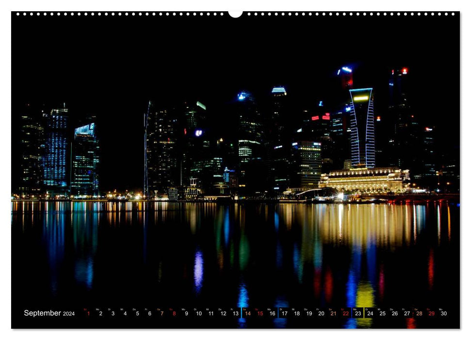 Singapore - The Colors of the Night (CALVENDO Premium Wall Calendar 2024) 