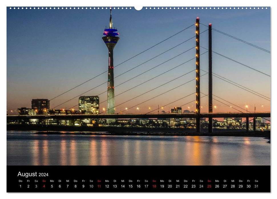 Düsseldorf - Ansichten am Abend (CALVENDO Wandkalender 2024)