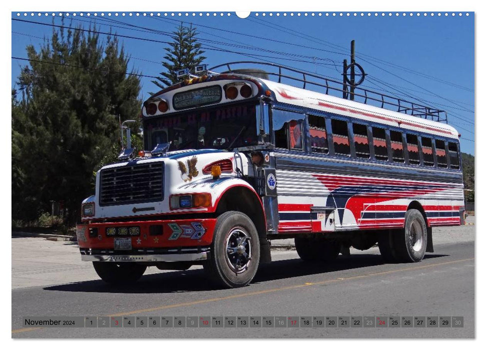 Pays des bus colorés - Guatemala (Calvendo Premium Wall Calendar 2024) 