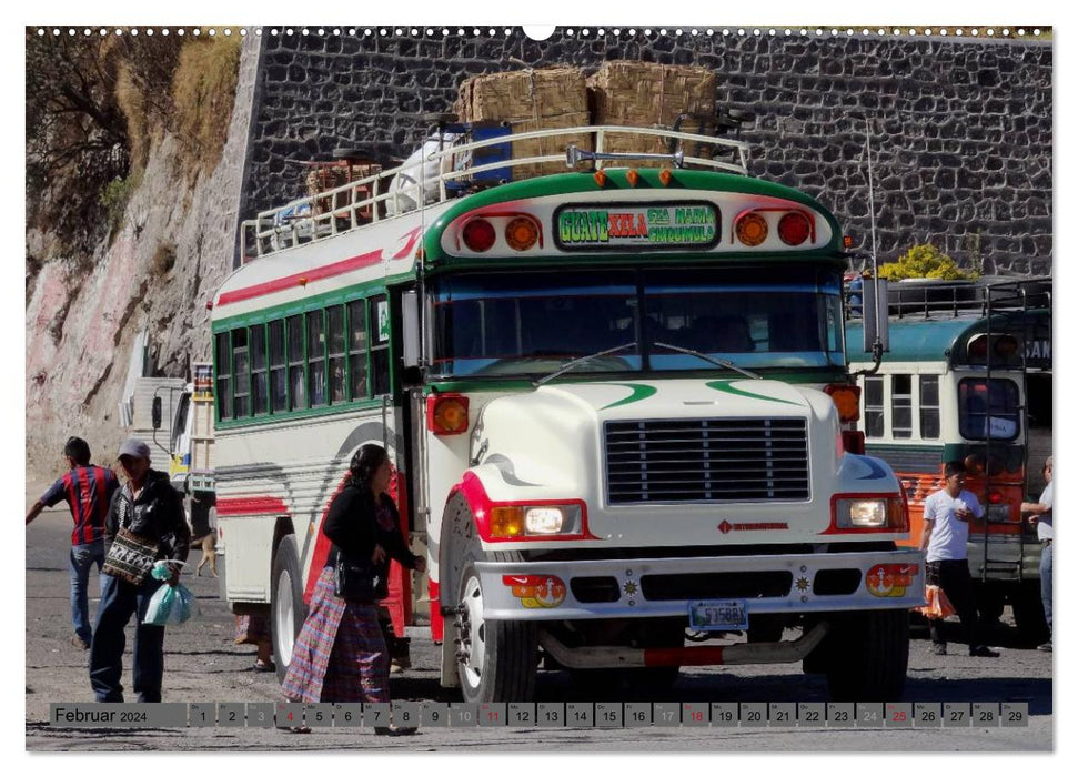 Pays des bus colorés - Guatemala (Calvendo Premium Wall Calendar 2024) 