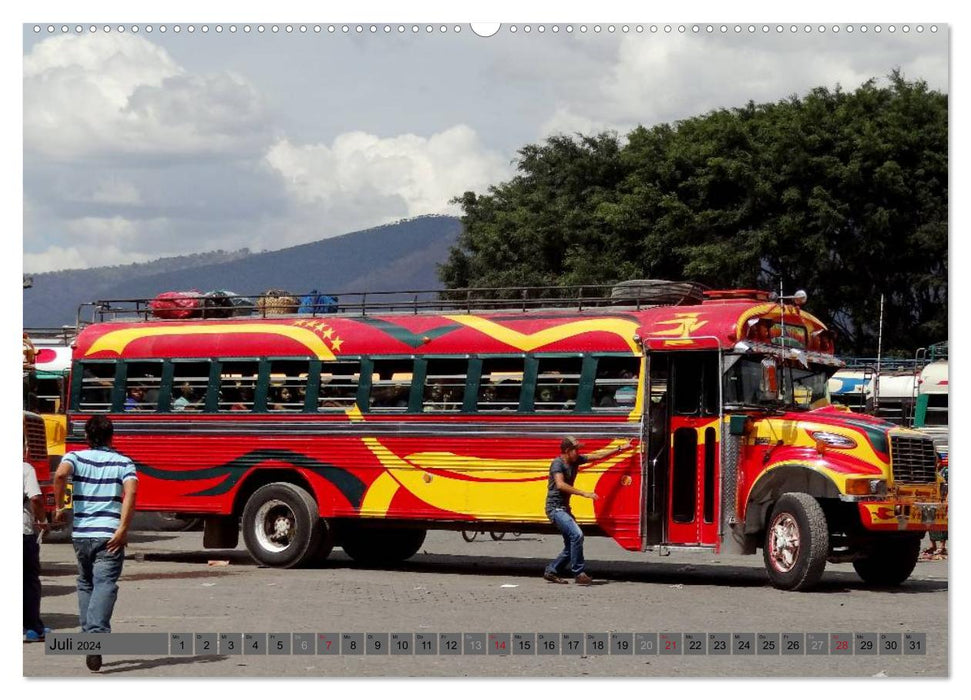 Land der bunten Busse - Guatemala (CALVENDO Premium Wandkalender 2024)