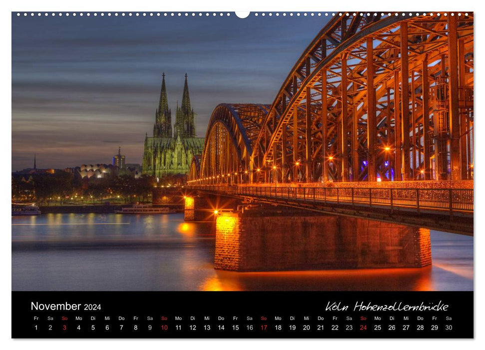 European Cities at Night (CALVENDO Premium Wall Calendar 2024) 
