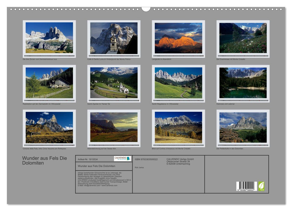 Wonders made of rock The Dolomites (CALVENDO wall calendar 2024) 