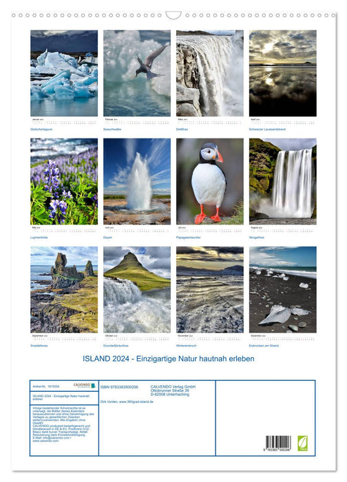 Iceland 2024 - Experience unique nature up close (CALVENDO wall calendar 2024) 