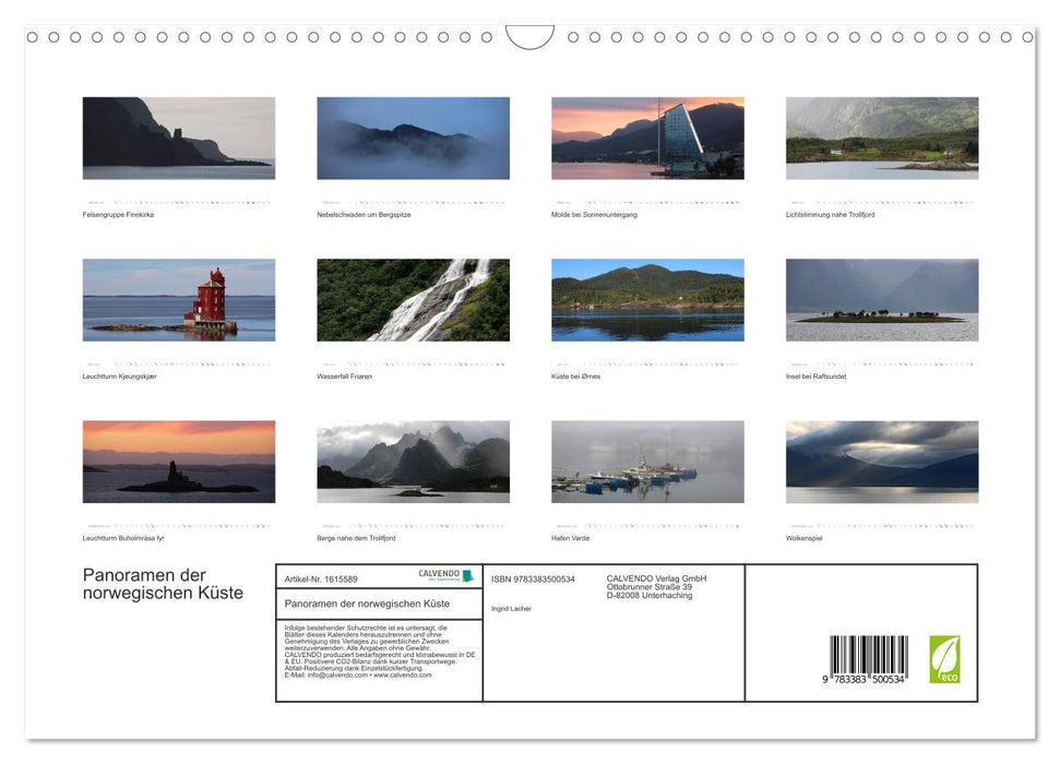 Panoramas de la côte norvégienne (calendrier mural CALVENDO 2024) 