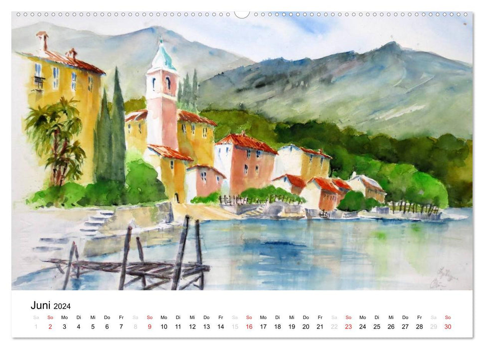 Watercolors - across Europe (CALVENDO Premium Wall Calendar 2024) 