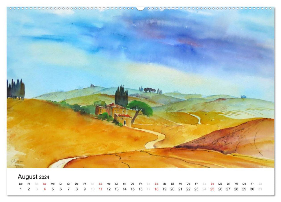 Watercolors - across Europe (CALVENDO Premium Wall Calendar 2024) 