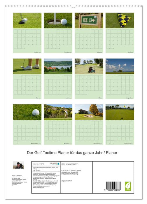 Der Golf-Teetime Planer für das ganze Jahr / Planer (CALVENDO Premium Wandkalender 2024)